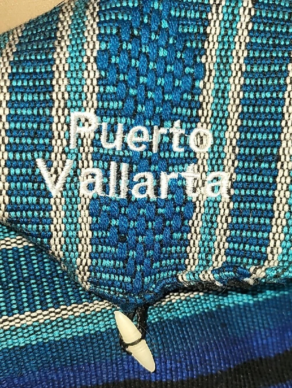 Blue Striped Woven Backpack 